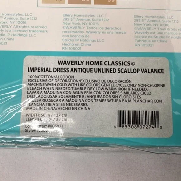 Waverly Imperial Dress Antique Scalloped Valance 50" x 15" - Picture 4 of 5